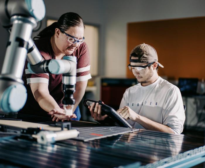 Team working in technical environment